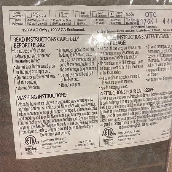 NIP New in Plastic Package Biddeford Heated Throw Blanket Throw Gray - Picture 9 of 14